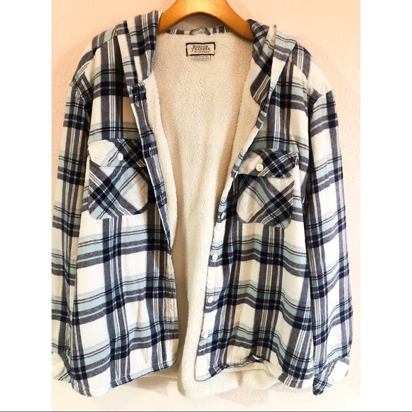 Boston Traders Sherpa Lined Flannel Hoodie Sz XL - Picture 6 of 8